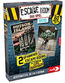 Noris 606101838 - Escape Room DUO, Familien und Gesellschaftsspiel für Erwachsene, inkl. 2 Fällen und Promo Fall mit neuartigem Falt-Mechanismus, ab 16 Jahren