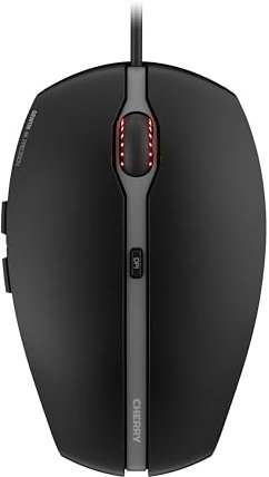CHERRY GENTIX 4K, Wired Mouse, Ideal for Use with Ultra-HD Monitors, 6 Buttons, up to 3600 Dpi, Symmetrical Design, 1.8 m Long Cable, Black