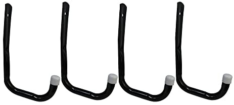 Shepherd Hardware 8089E Heavy Duty Steel 5-Inch Garage Storage Utility Hooks, 4 Pack, Black