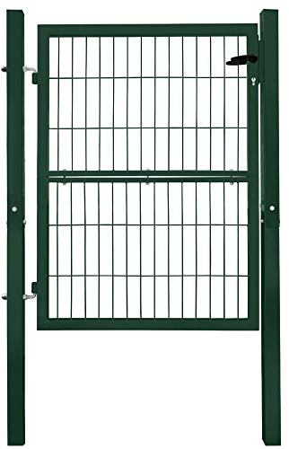 V2Aox Gartentor Tor für Gartenzaun Zaun 120 cm hoch Gartentür aus Metall für Stabmattenzaun Abschließbar inkl. Pfosten Grün