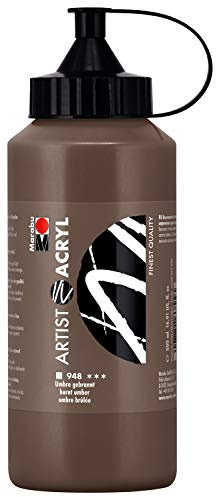 Marabu 12200075948 - Artist Acryl, Umbra gebrannt 500 ml, feine Acrylfarbe in Künstlerqualität, auf Wasserbasis, pastose Konsistenz, hoch pigmentiert, sehr gute Brillanz und Deckkraft