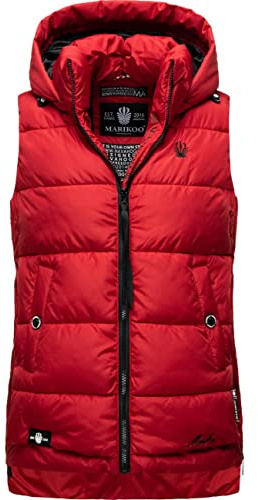 MARIKOO Varm vinter quiltad väst med huva Zarinaa XS-XXL, röd, S