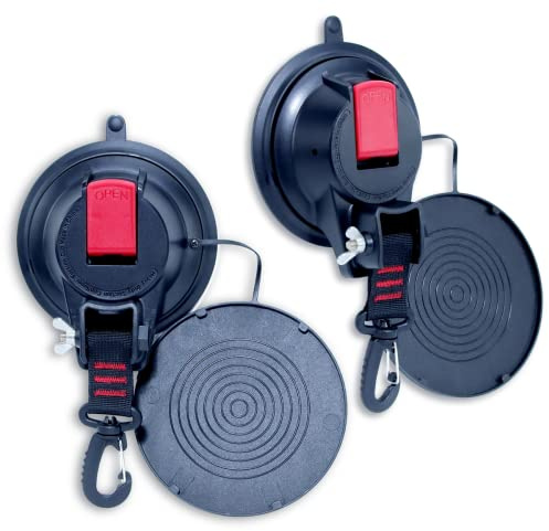 2 Stück robuste Saugnapf-Anker mit einzelnem Kopfgurt-Haken, Mehrzweck-Saugnapf-Haken, Ankerhaken für Camping, Falle, Auto, Vorzelt, Zuhause, Küche oder Hunde
