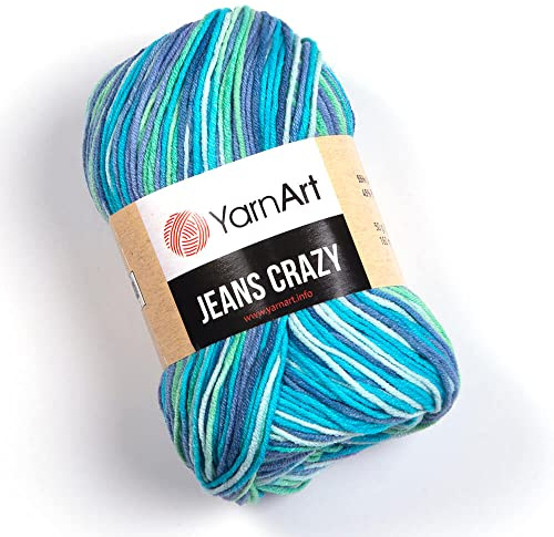 YarnArt Jeans Crazy 55% Baumwolle, 45% PAC, Amigurumi-Baumwollgarn, 2 Sportgarn, 1 Knäuel, 50 g, 174 m (7204)
