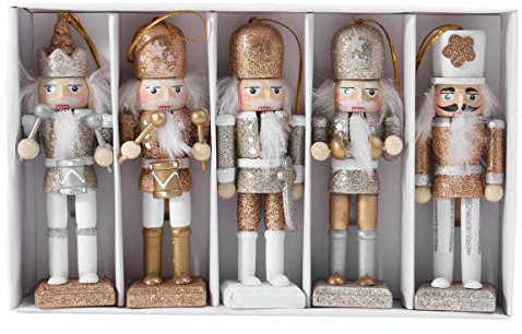 BESPORTBLE Räuchermännchen Weihnachts- -Ornament-Set: -Ornamentfiguren zum Aufhängen -Silber- -Weihnachts-Mini-Holzkönig Soldaten- für 5-TLG Weihnachtsdeko Figuren