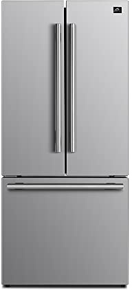 Forno Gallipoli 30-Inch French Door Refrigerator with Bottom Freezer, 17.5 cu.ft Capacity, Stainless Steel, No Frost Technology, Built-In Ice Maker, Energy Efficient