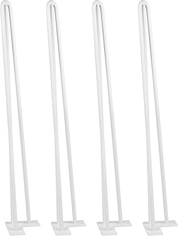 THINFAR Tischbeine aus Haarnadel, Tischbeine aus 4 Stück, Haarnadelbeine aus Stahl, DIY Tischbeine aus Metall (3 Stangen, 71 cm, weiß)