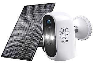ZOSI Akku Überwachungskamera mit Solarpanel, 3MP Kabellos IP Kamera Überwachung Aussen WLAN mit Farbige Nachtsicht, 2-Wege Audio, AI Menschenerkennung