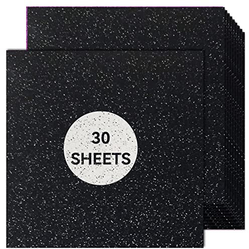 Schwarzer Glitzer-Karton, 30 x 30 cm, Papier für Cricut, dicker Karton für Kartenherstellung, Scrapbooking, Basteln (250 g/m², 30 Blatt)