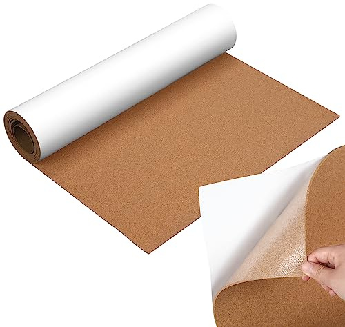 Geetery 61 x 254 cm, selbstklebende Korkrolle, 3 mm dick, mit selbstklebender Rückseite, Kork-Pinnwand, Nachrichtenbrett für Pinnwand, Türschilder und Bodenwanddekorationen, DIY Handwerk