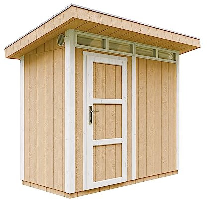 Gartenhaus Premium Qualität 3m² - L161xW294cm- All-Inclusive-Set mit Boden, Bitumen-Dachziegeln, Farbset- Hochwertiger Geräteschuppen aus Holzwerkstoffplatten LP Smartside - M901 Harvest Honey