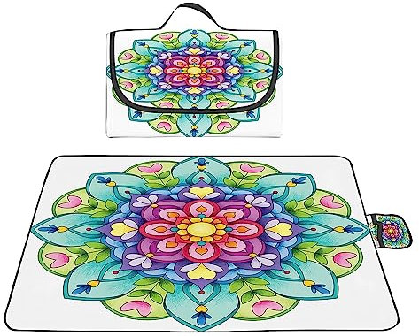TengYuer Picknickdecke 180x200cm Stranddecke Wasserdicht Sandfrei Isoliert Faltbar Strandmatte mit Tragegriff Outdoor Campingdecke XXL für Camping Parks Strände Picknick GrüN Cyan