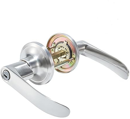 Qrity Poignées de Porte à Levier, Poignée de Porte D'intimité Sans Clé pour Salle de Bains Chambre, Serrure de Porte Intérieure en Alliage de Zinc, Design Moderne