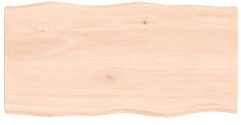 vidaXL Tischplatte 80x40x2 cm Massivholz Eiche Unbehandelt Baumkante