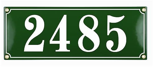 Hausnummer Hausnummernschild Emaille 15x40 cm, Emailschild, Hausschild, Individuell anpassbare Hausnummer, Vorbohrungen, Wetterfest, Türschild, Wunschtext, Keramik Emaille (Grün (dunkel))