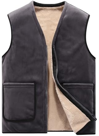 Btmpmcs Gilet polaire pour homme sans Manche Veste Epais Automne Hiver Chaud Manteaux Légère Veste Polaire à Fermeture éclair Doublure Polaire Sport Gilet de Golf Voyages Camping