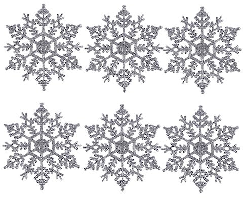PRETYZOOM 6stücke Schneeflocken Silber Weihnachtsbaum Deko Silber Schneeflocke Schneeflocken Weihnachtsschneeflocken für Weihnachtsdeko Partydekoration Fenster und Wanddekoration Robust