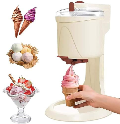 RayGenius Soft Serve Máquina de Helado, Hogar DIY Cocina Automática Mini Fruta Yogur Helado Maker Soft Serve Máquina de Helado, Saludable, Simple Operación de un Empuje