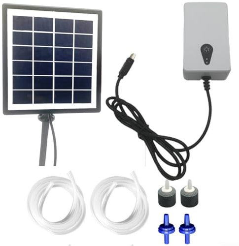 Solarbetriebene Sauerstoffpumpe, 6 V, 2 W, solarbetriebene Sauerstoffpumpe, batteriebetrieben, Aquarium-Sauerstoffbelüfter, Luftpumpe, Ersatz