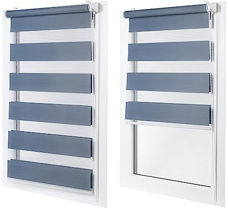Doppelrollo ohne Bohren – Sichtschutz und Sonnenschutz, Klemmfix – Violett, 120 cm breit (Stoffbreite) x 120 cm hoch (Fensterhöhe) – Duo Rollo für Fenster/Tür, lichtdurchlässig/verdunkelnd