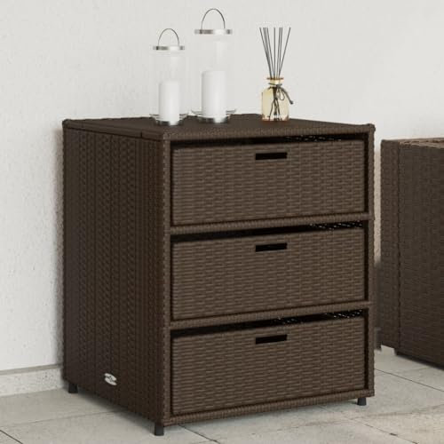 TEHTX7 Gartenschrank Geräteschuppen Werkzeugschrank Outdoor-Schrank Gartenbox Braun 55x59x69 cm Poly Rattan