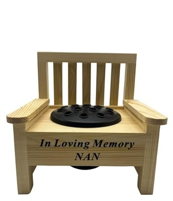 Nan Wooden Memorial Bench with Flower Insert Pot Graveside Crematorium Plaque Garden