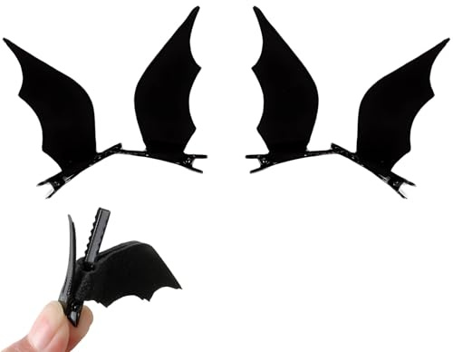 4 Stück Halloween Fledermausflügel Haarspangen, Gothic Fledermaus Haarklammer, Fledermaus Flügel Haarnadel, Schläger Stirnband für Frauen Kinder Halloween Cosplay Party Dekoration