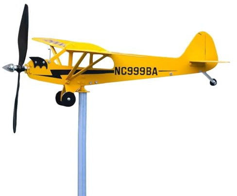 Veleta de avión Flotante Hecha a Mano - Veleta de avión J3, Veleta de avión Flotante Hecha a Mano | Veleta de decoración de Metal, Regalos de avión Piper J3 para Amantes del Vuelo Decoración d