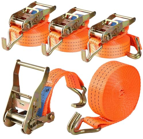Camiraft Small Ratchet Straps with Hooks 4 Pack 800kg Tie Down Straps 5m x 25mm Heavy Duty Tensioning Belts Cargo Lashing Strap for Cargo, Trucks, Motorcycle, Trailer