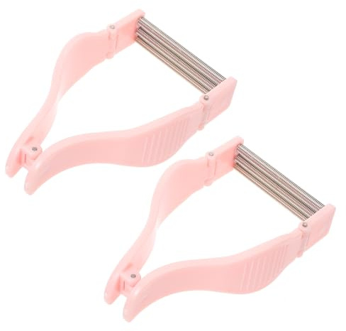 2 Stück Manueller Gesichtshaarentferner Hips Rosa für Frauen | Portable Haarentfernungsrolle mit Ergonomischem Design, für Tägliche Anwendung an Wangen und Kinn