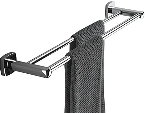 Handtuchhalter, massives Kupfer, poliertes Chrom-Finish, Handtuchstange, Wandmontage, doppelter Handtuchhalter, Handtuchstange für Bad oder Küche, 80 cm