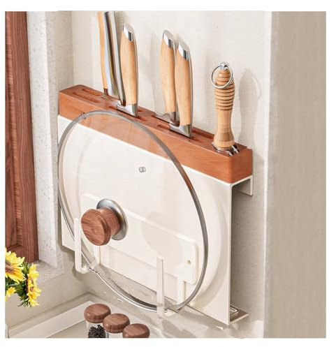 Dxcaicc Portacoltelli da Parete da Cucina - sotto L'armadio Portacoltelli - Organizer per Coltelli da Porta Armadio - Portacoltelli Appeso,Pot Lid Rack,17.5 inch