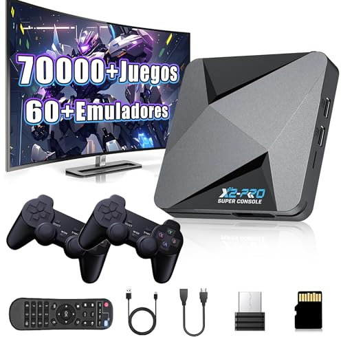 Super Console X2 Pro Consola de Videojuegos Retro,EmuELEC 4.6+ Android TV 9.0 en uno,más de 70000 Juegos,Consola de Videojuegos con más de 60 emuladores,Plug and Play,Salida 4K HD,WiFi 2.4+5G(256G)