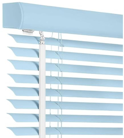 Veneziana in Alluminio Tende Oscurante 55 65 75 85 95 135 cm Bianco 25mm Persiane Veneziane privacy per Finestre, Montabile Senza Fori, abbagliamento, luce e sole(Blue)