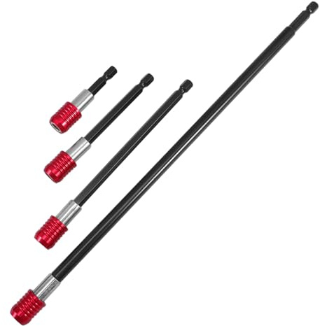 Gatuida 4 pièces Set de Rallonges Hexagonales Rouges Porte-embouts pour Perceuse Extension Hex Shank Adapté Aux Professionnels et Bricoleurs