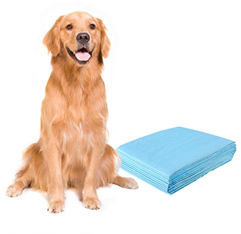 FANTASK 100 Stück Trainingsunterlagen Hunde, 75x90cm, Puppy Training Pads, 5-lagiges Design, Welpen Unterlagen Einwegpads, Welpenunterlage für Haustier, Blau+weiß