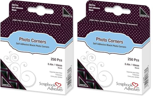 Scrapbook Adhesives BY 3L Fotoecken schwarz, B8 x H2 cm (Packung mit 2)