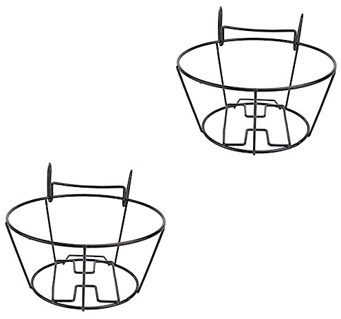 Fioriera sospesa, in ferro battuto, 20 x 14,5 cm, nero o bianco, set da 1 o 2 (2 pezzi nero) – ideale per la decorazione della casa, uso interno ed esterno