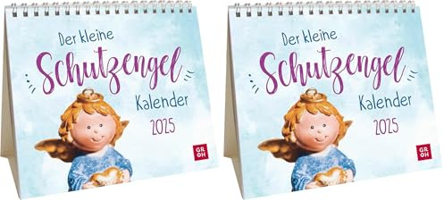 Mini-Kalender 2025: Der kleine Schutzengelkalender: Kleiner Tischkalender mit Sprüchen für deinen persönlichen Schutzengel | Kalender zum Aufstellen mit Monatskalendarium (Packung mit 2)