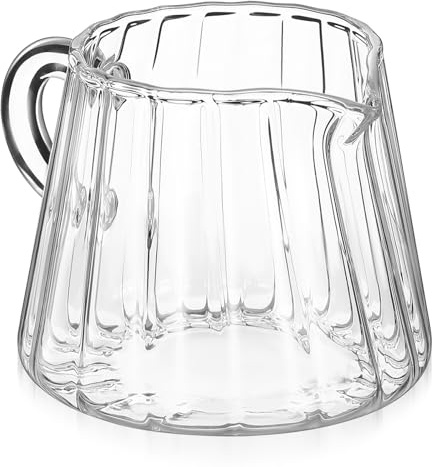 VINTORKY Jarra Agua Cristal de Vidrio para Leche Espumar Leche, 200ml, Adecuado para Café en Casa o Restaurante, Vertido Fácil