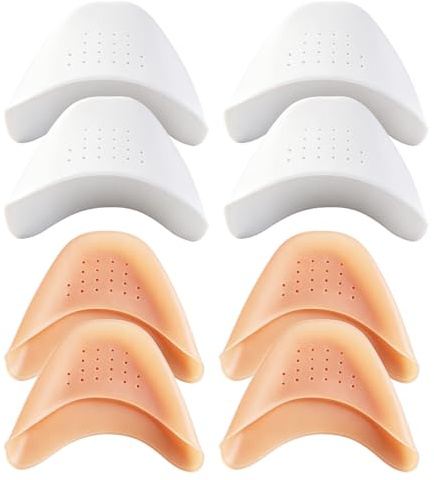 4 Paires de Protections d'Orteils en Silicone Gel, Coussinets Souples pour Chaussures de Danse Pointes, Talons Hauts, Capuchons Respirants pour Soulager les Douleurs et Ampoules (Beige et blanc)