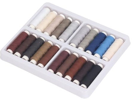 OEBUAFI 20 Färger Polyester Sytrådsspolar Set Förlindade Spolar för Handmaskinsömnad Gör-det-själv-hantverk Kläder Hem Resor Nödsituation (20 färger mörk set)