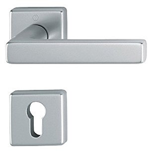 Hoppe Dallas Aluminium Alu Quadrat Rosettengarnitur F9 stahlfarben 1643/52KV/52KVS PZ Profilzylinder