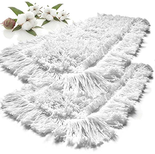 GIZMOP 2 Piezas Mopa de algodón Blanco, 50 cm, fregona limpiaparabrisas para revestimientos de Suelo como Suelos laminados de Madera auténtica, algodón