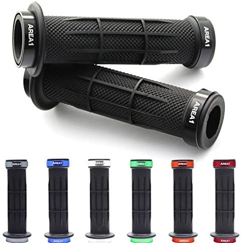 Area1 Manopole Manubrio Moto Universali Impugnature per Moto, Scooter, Antiscivolo, 2 pezzi, 22/24-25 mm, Stripe Nero, Compatibile con KSR