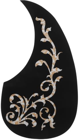Acoustic Guitar Pickguard White Vine Patterned Self-Adhesive Pickguard – 128MM Scratch Plate Replacement, Easy Install, Decorative Guard Sticker