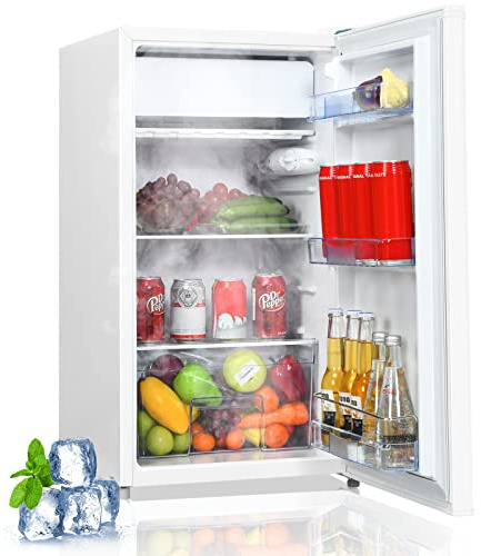 RELAX4LIFE Frigorifero Monoporta, Mini Frigorifero Combinato, Temperatura Regolabile, Vano Portaoggetti, Fermaporta Variabile, Frigorifero Elettrico per Piccola Famiglia, Singolo, 91 L (Bianco)