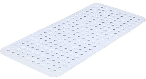 TranquilBeauty Tappetino da bagno con ventose con sistema di sicurezza per drenaggio dell'acqua, con taglio a diamante, antiscivolo (Bianco, 70 x 40 cm)