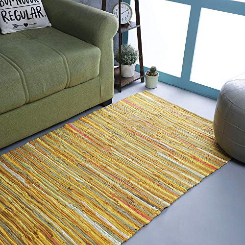 Teppich, Baumwolle, 91,4 x 152,4 cm, mehrfarbig, Chindi, für Wohnzimmer, Schlafzimmer, waschbar, wendbar, Bauernhaus, Küche, Läufer, Teppich für Flur, Eingang, Terrasse
