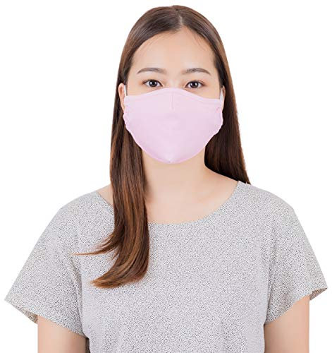 Lofbaz Tissu De Coton De Masque Facial En Tissu Avec Poche De Filtre Lavable Réutilisable (Rose - Paquet de 3, Adulte M)